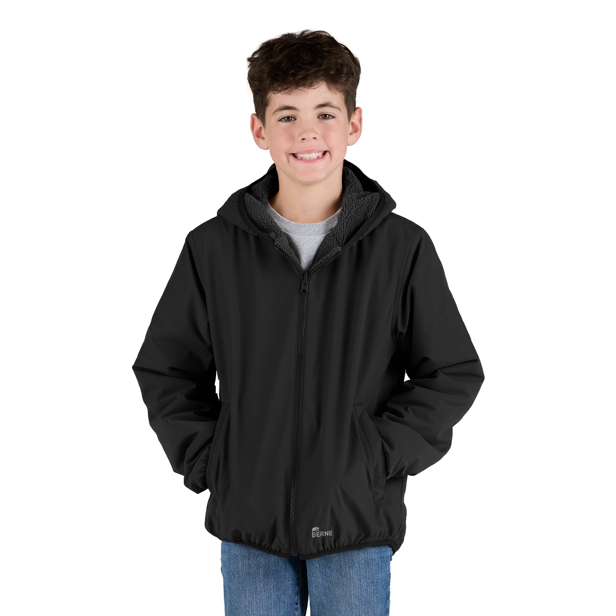 Youth Reversible Sherpa-Lined Hooded Jacket