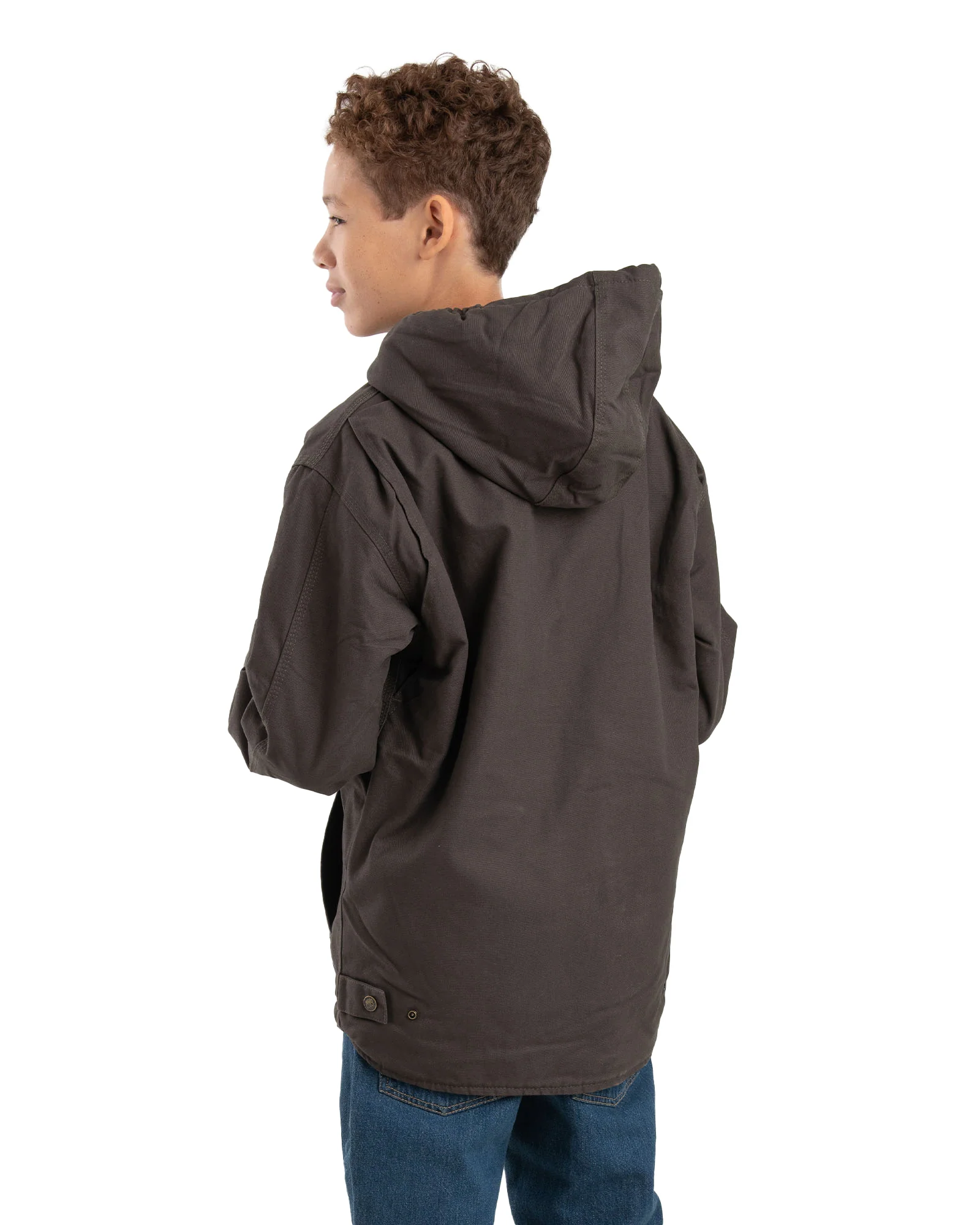 Youth Sherpa-Lined Softstone Duck Hooded Jacket - Image 4