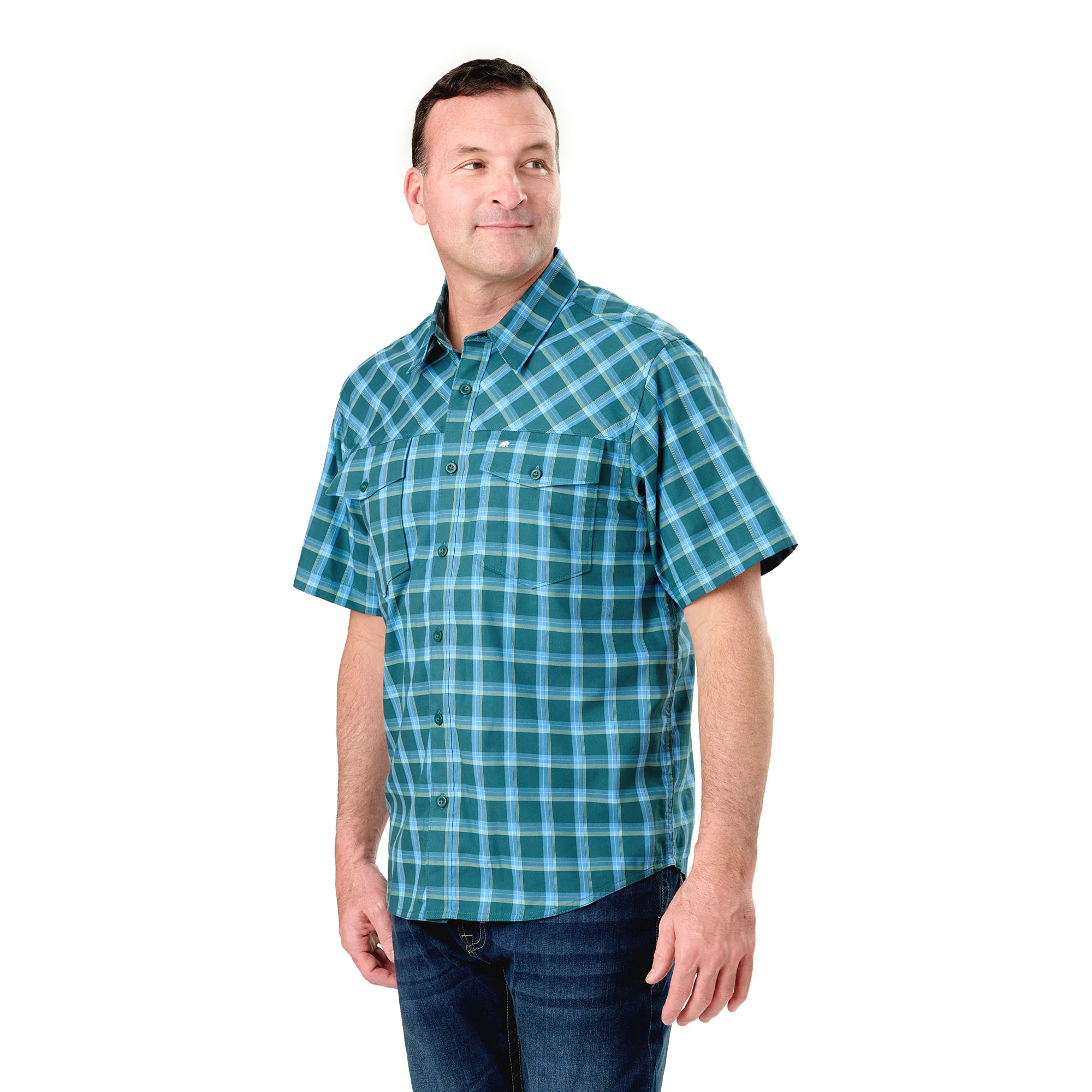Flex UPF Button Down Plaid Short Sleeve Shirt - Image 7
