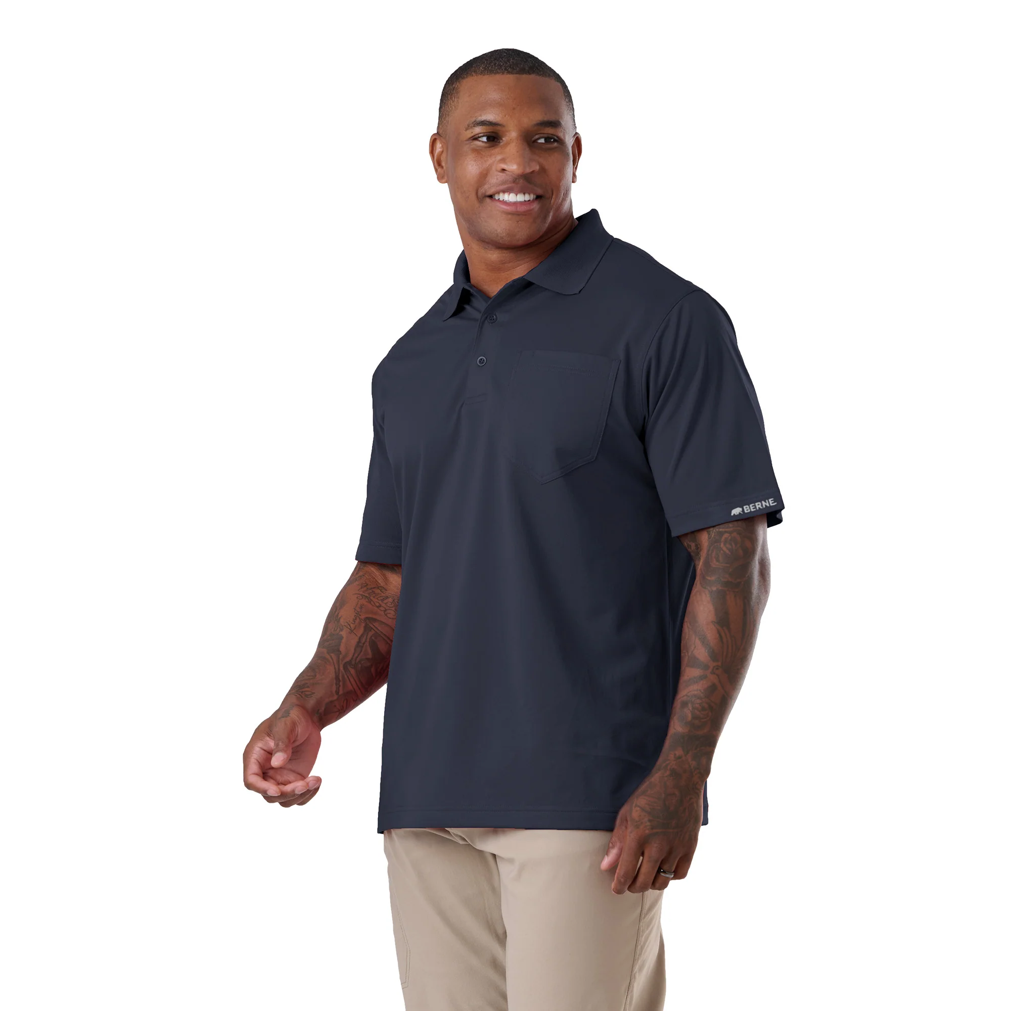 Short Sleeve Ribbed Collar Pocket Polo Shirt - Image 7