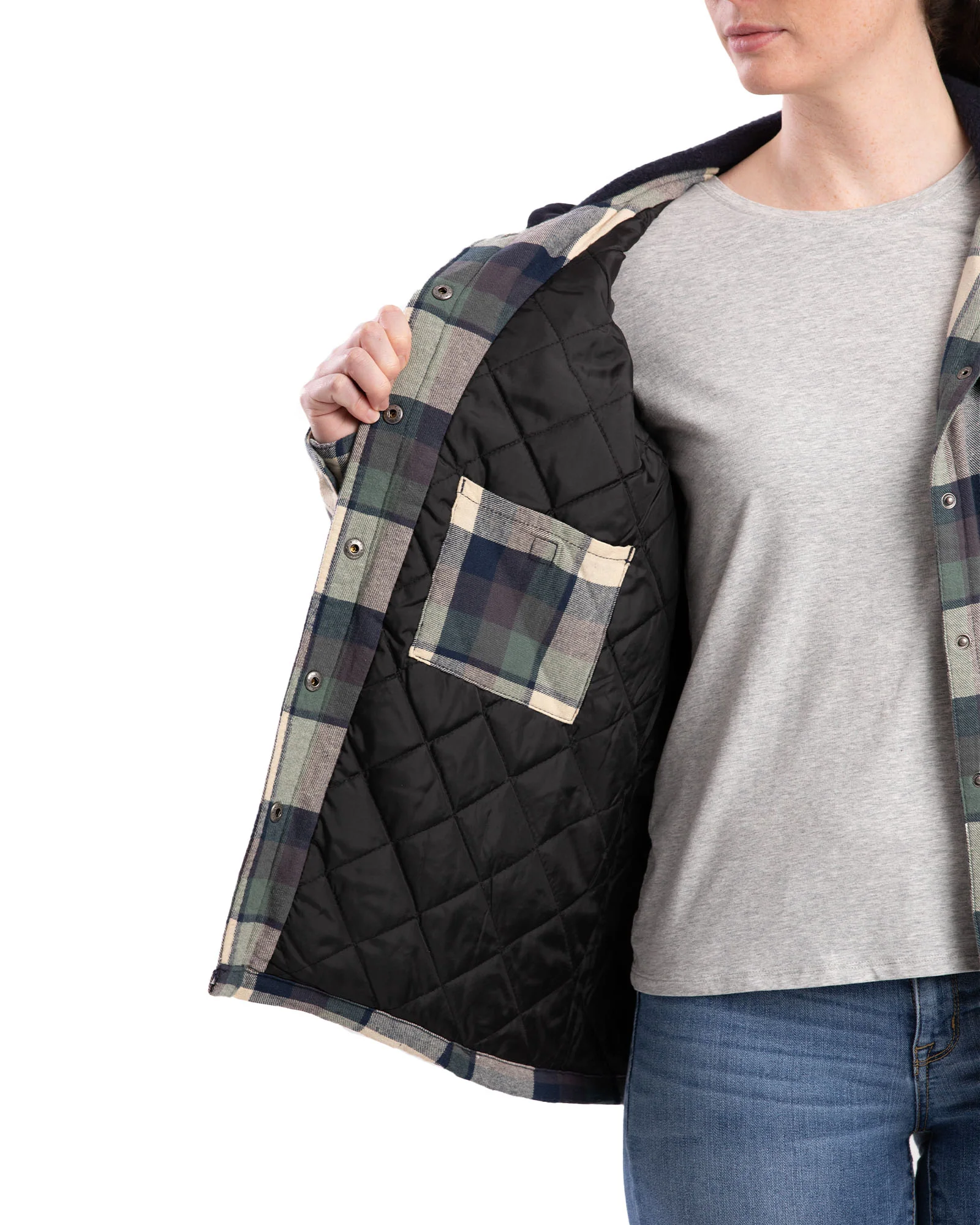 Women's Flannel Hooded Shirt Jacket - Image 3